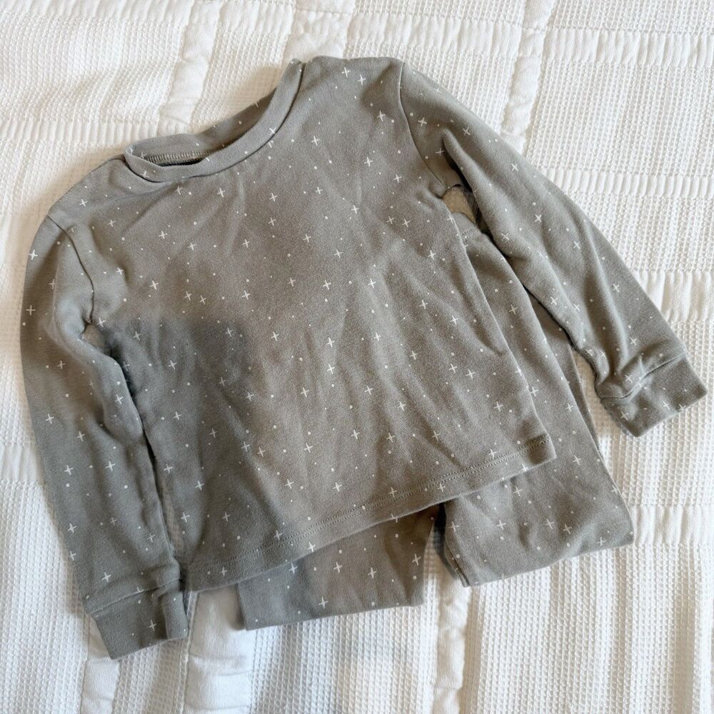 Rylee + Cru  Cotton Pajama Set 2-3 Years Green Stars Snow Unisex Comfort